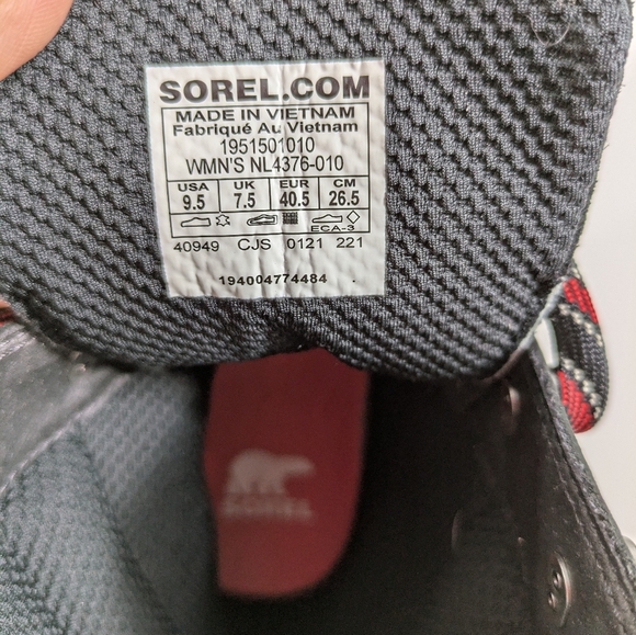 Sorel Black and Red Hiking Boots